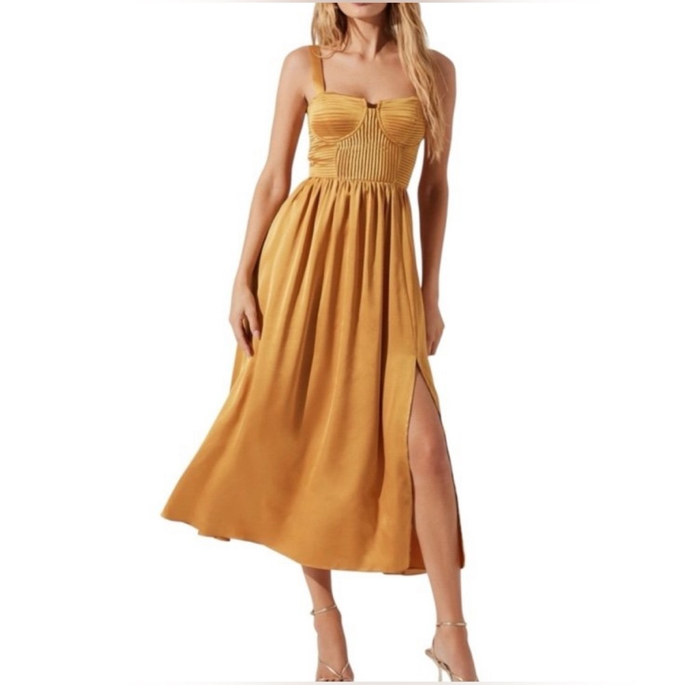Pleated Bustier Midi Dress ASTR